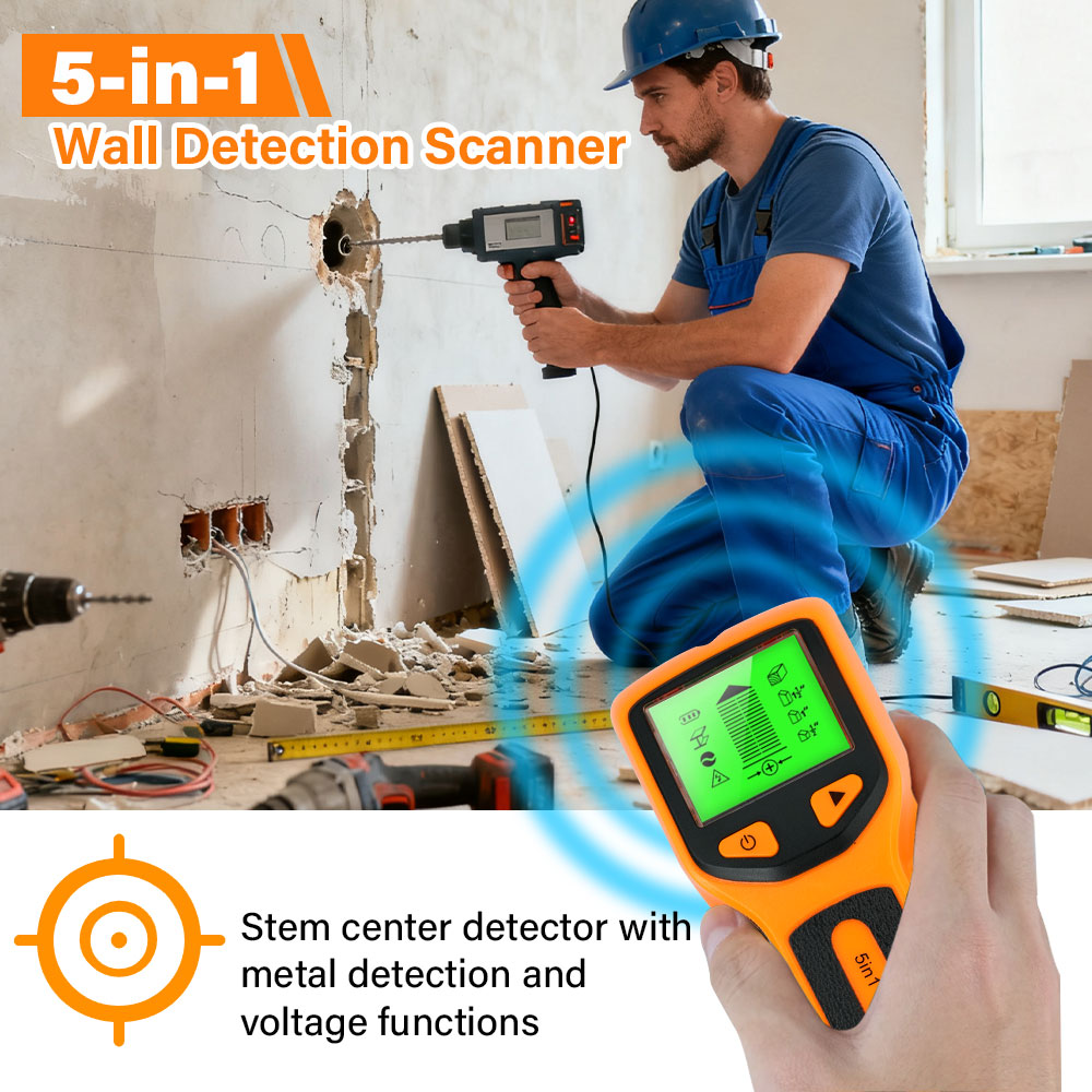 Water Leak Detector Wired - Wanddetector 5-in-1 draagbare digitale houtscanner metaaldetector