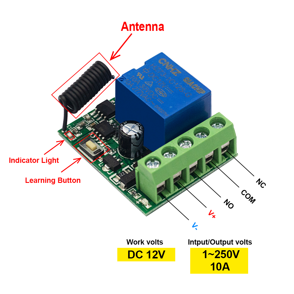 QIACHIP 433MHz DC 12V Draadloz - 433Mhz Receiver Module recensie en prijs